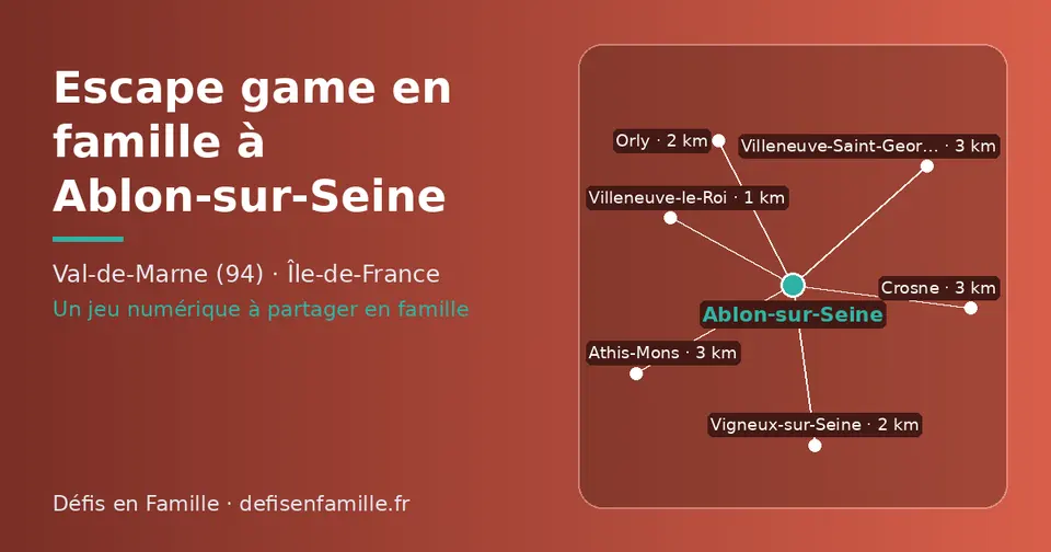 Carte schématique : Ablon-sur-Seine et les communes voisines présentées sur ce site (Villeneuve-le-Roi, Orly, Vigneux-sur-Seine, Villeneuve-Saint-Georges, Crosne, Athis-Mons)