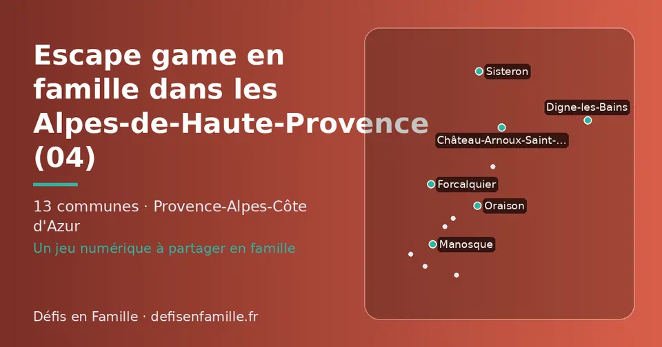Carte schématique des 13 communes des Alpes-de-Haute-Provence présentées sur ce site
