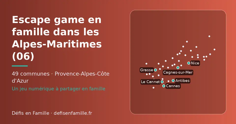 Carte schématique des 49 communes des Alpes-Maritimes présentées sur ce site