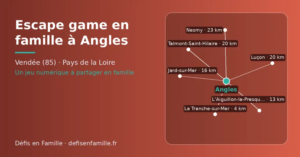 Carte schématique : Angles et les communes voisines présentées sur ce site (La Tranche-sur-Mer, L’Aiguillon-la-Presqu’île, Jard-sur-Mer, Luçon, Talmont-Saint-Hilaire, Nesmy)