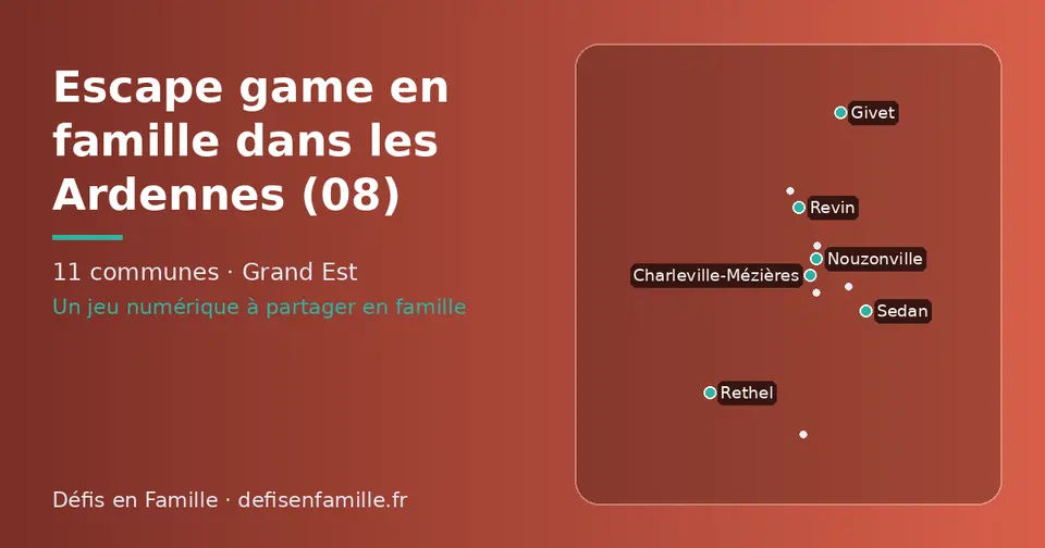 Carte schématique des 11 communes des Ardennes présentées sur ce site