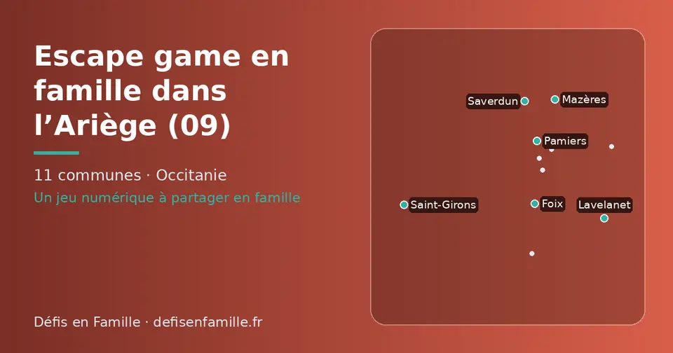 Carte schématique des 11 communes de l’Ariège présentées sur ce site