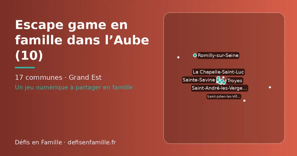 Carte schématique des 17 communes de l’Aube présentées sur ce site