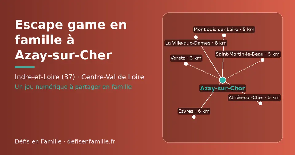 Carte schématique : Azay-sur-Cher et les communes voisines présentées sur ce site (Véretz, Athée-sur-Cher, Montlouis-sur-Loire, Saint-Martin-le-Beau, Esvres, La Ville-aux-Dames)