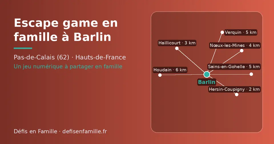 Carte schématique : Barlin et les communes voisines présentées sur ce site (Hersin-Coupigny, Haillicourt, Nœux-les-Mines, Sains-en-Gohelle, Verquin, Houdain)