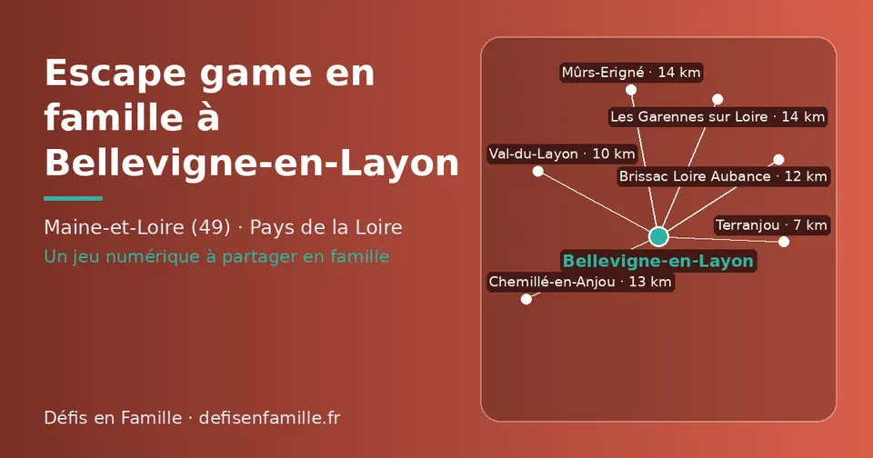 Carte schématique : Bellevigne-en-Layon et les communes voisines présentées sur ce site (Terranjou, Val-du-Layon, Brissac Loire Aubance, Chemillé-en-Anjou, Les Garennes sur Loire, Mûrs-Erigné)