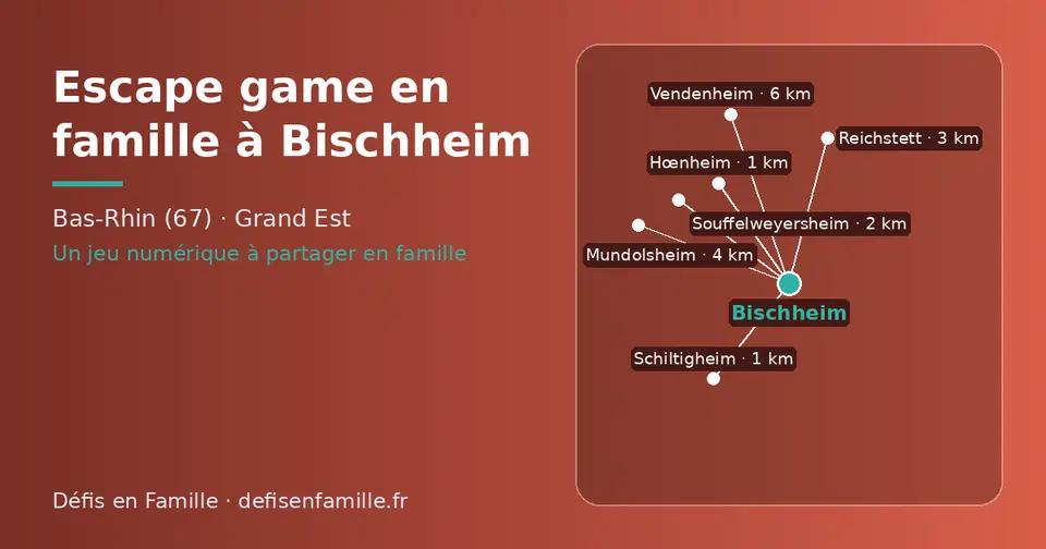 Carte schématique : Bischheim et les communes voisines présentées sur ce site (Hœnheim, Schiltigheim, Souffelweyersheim, Reichstett, Mundolsheim, Vendenheim)