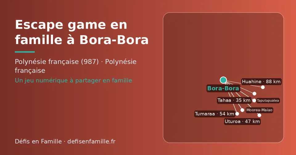 Carte schématique : Bora-Bora et les communes voisines présentées sur ce site (Tahaa, Uturoa, Tumaraa, Taputapuatea, Huahine, Moorea-Maiao)