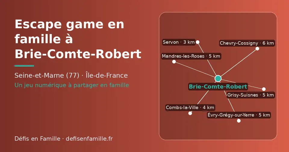Carte schématique : Brie-Comte-Robert et les communes voisines présentées sur ce site (Servon, Combs-la-Ville, Évry-Grégy-sur-Yerre, Grisy-Suisnes, Mandres-les-Roses, Chevry-Cossigny)