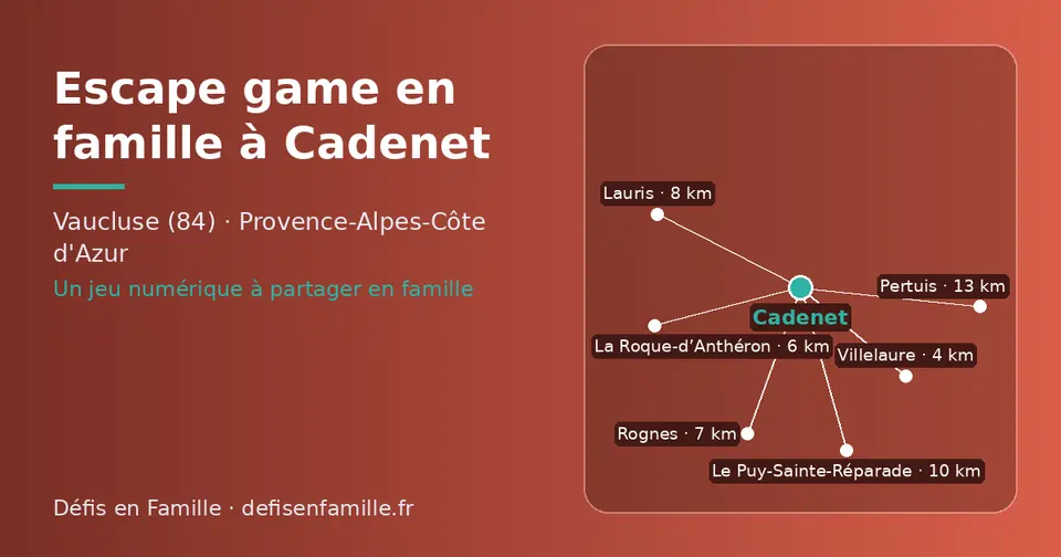 Carte schématique : Cadenet et les communes voisines présentées sur ce site (Villelaure, La Roque-d’Anthéron, Rognes, Lauris, Le Puy-Sainte-Réparade, Pertuis)