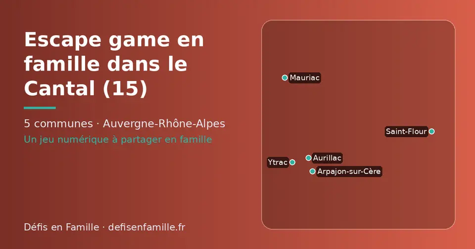 Carte schématique des 5 communes du Cantal présentées sur ce site