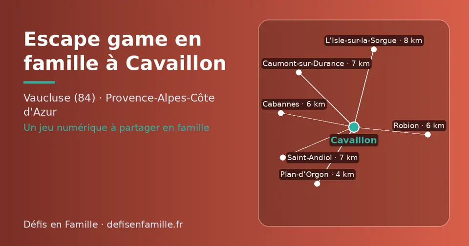 Carte schématique : Cavaillon et les communes voisines présentées sur ce site (Plan-d’Orgon, Robion, Cabannes, Saint-Andiol, Caumont-sur-Durance, L’Isle-sur-la-Sorgue)