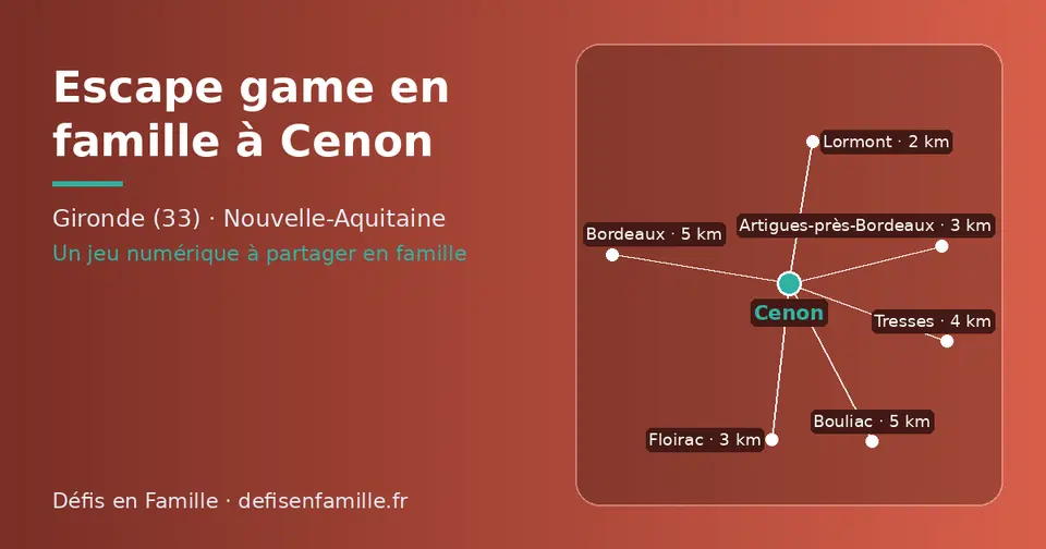 Carte schématique : Cenon et les communes voisines présentées sur ce site (Lormont, Floirac, Artigues-près-Bordeaux, Tresses, Bouliac, Bordeaux)