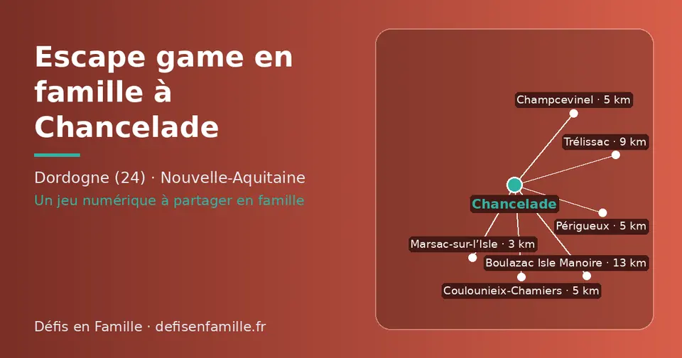 Carte schématique : Chancelade et les communes voisines présentées sur ce site (Marsac-sur-l’Isle, Périgueux, Coulounieix-Chamiers, Champcevinel, Trélissac, Boulazac Isle Manoire)