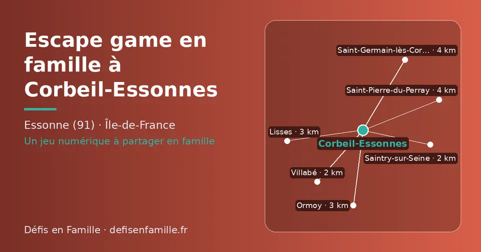 Carte schématique : Corbeil-Essonnes et les communes voisines présentées sur ce site (Villabé, Saintry-sur-Seine, Lisses, Ormoy, Saint-Pierre-du-Perray, Saint-Germain-lès-Corbeil)