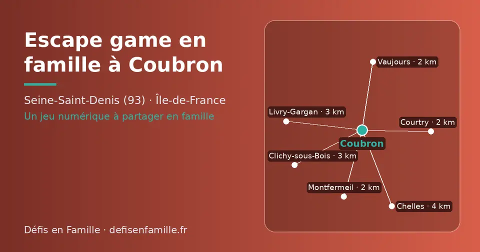 Carte schématique : Coubron et les communes voisines présentées sur ce site (Vaujours, Courtry, Montfermeil, Clichy-sous-Bois, Livry-Gargan, Chelles)
