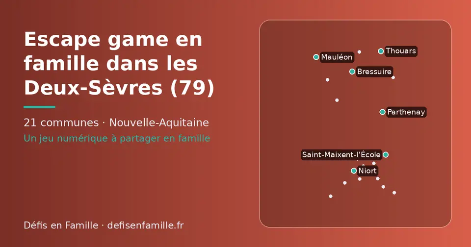 Carte schématique des 21 communes des Deux-Sèvres présentées sur ce site