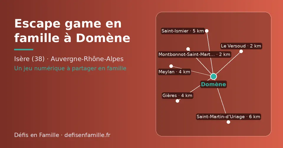 Carte schématique : Domène et les communes voisines présentées sur ce site (Le Versoud, Montbonnot-Saint-Martin, Meylan, Gières, Saint-Ismier, Saint-Martin-d’Uriage)