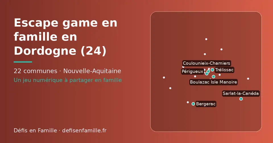 Carte schématique des 22 communes de la Dordogne présentées sur ce site