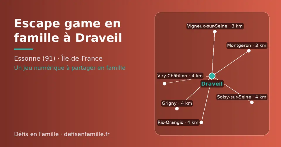 Carte schématique : Draveil et les communes voisines présentées sur ce site (Vigneux-sur-Seine, Montgeron, Grigny, Soisy-sur-Seine, Ris-Orangis, Viry-Châtillon)