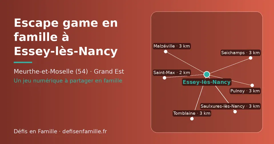 Carte schématique : Essey-lès-Nancy et les communes voisines présentées sur ce site (Saint-Max, Pulnoy, Tomblaine, Seichamps, Saulxures-lès-Nancy, Malzéville)