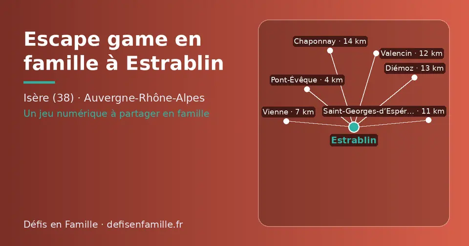 Carte schématique : Estrablin et les communes voisines présentées sur ce site (Pont-Évêque, Vienne, Saint-Georges-d’Espéranche, Valencin, Diémoz, Chaponnay)