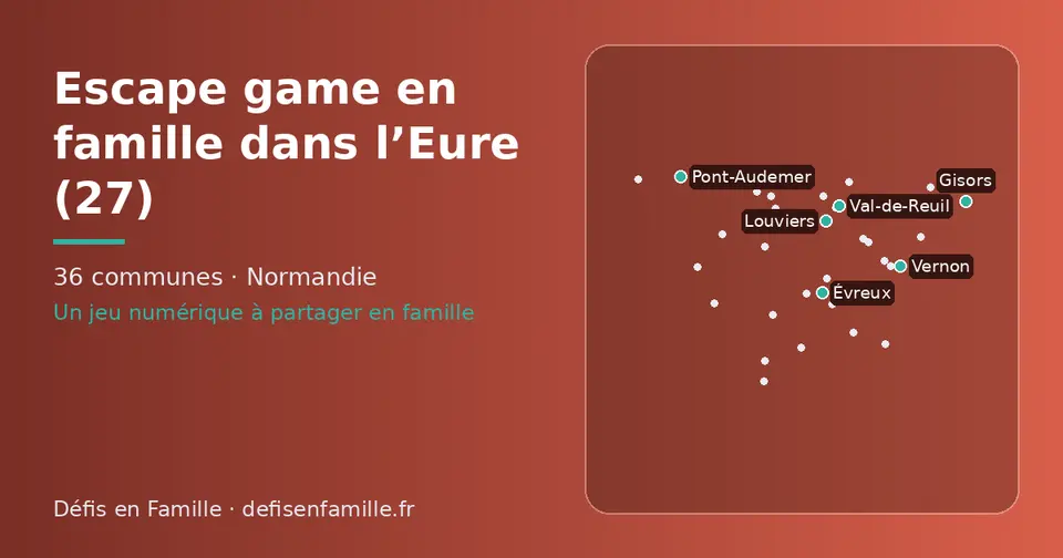 Carte schématique des 36 communes de l’Eure présentées sur ce site
