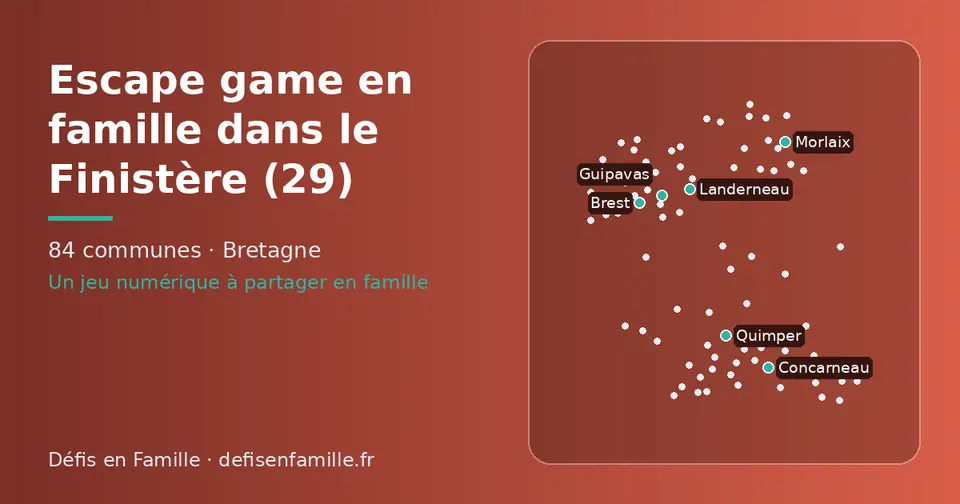 Carte schématique des 84 communes du Finistère présentées sur ce site