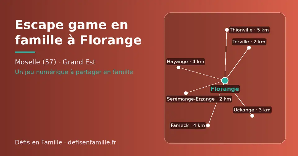 Carte schématique : Florange et les communes voisines présentées sur ce site (Terville, Serémange-Erzange, Uckange, Fameck, Hayange, Thionville)