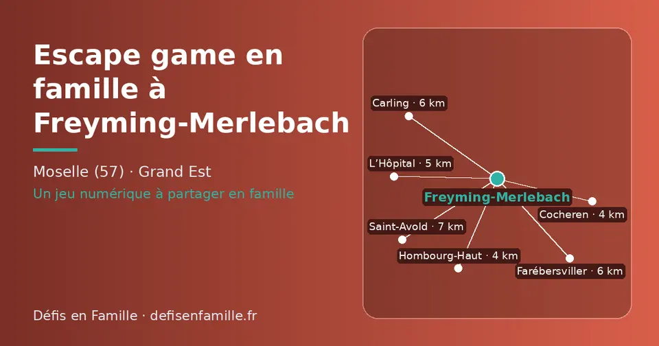 Carte schématique : Freyming-Merlebach et les communes voisines présentées sur ce site (Hombourg-Haut, Cocheren, L’Hôpital, Carling, Farébersviller, Saint-Avold)