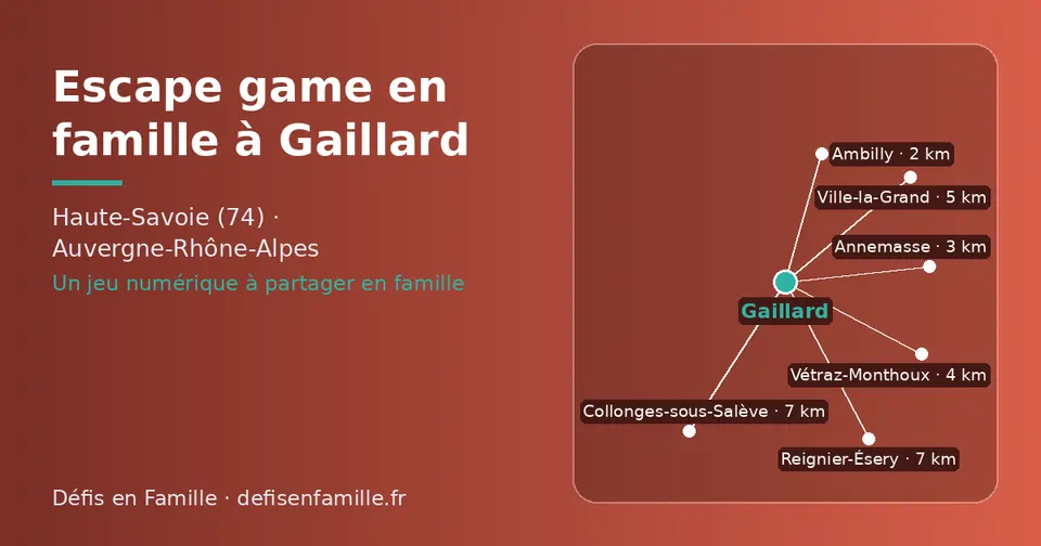 Carte schématique : Gaillard et les communes voisines présentées sur ce site (Ambilly, Annemasse, Vétraz-Monthoux, Ville-la-Grand, Collonges-sous-Salève, Reignier-Ésery)