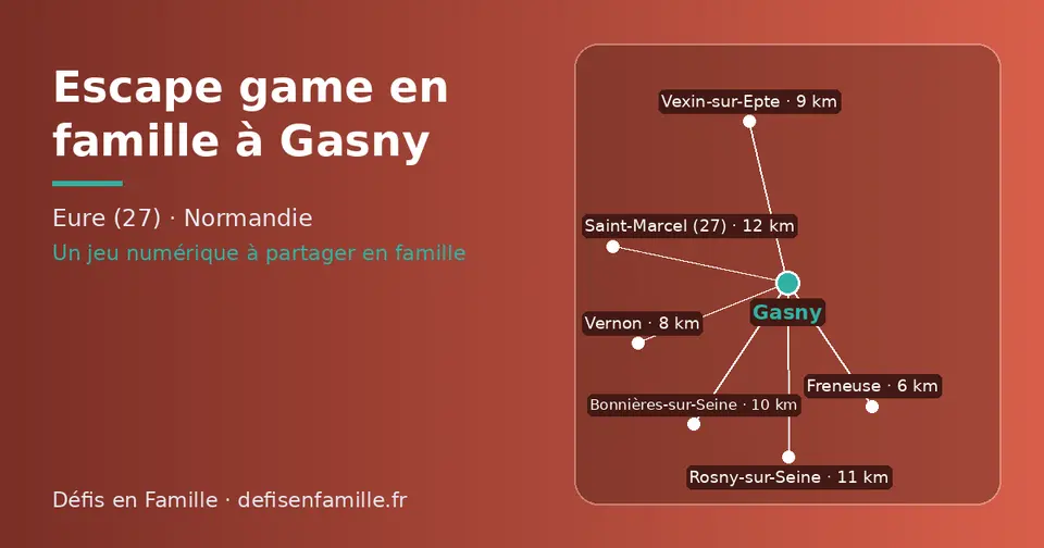 Carte schématique : Gasny et les communes voisines présentées sur ce site (Freneuse, Vernon, Vexin-sur-Epte, Bonnières-sur-Seine, Rosny-sur-Seine, Saint-Marcel (27))
