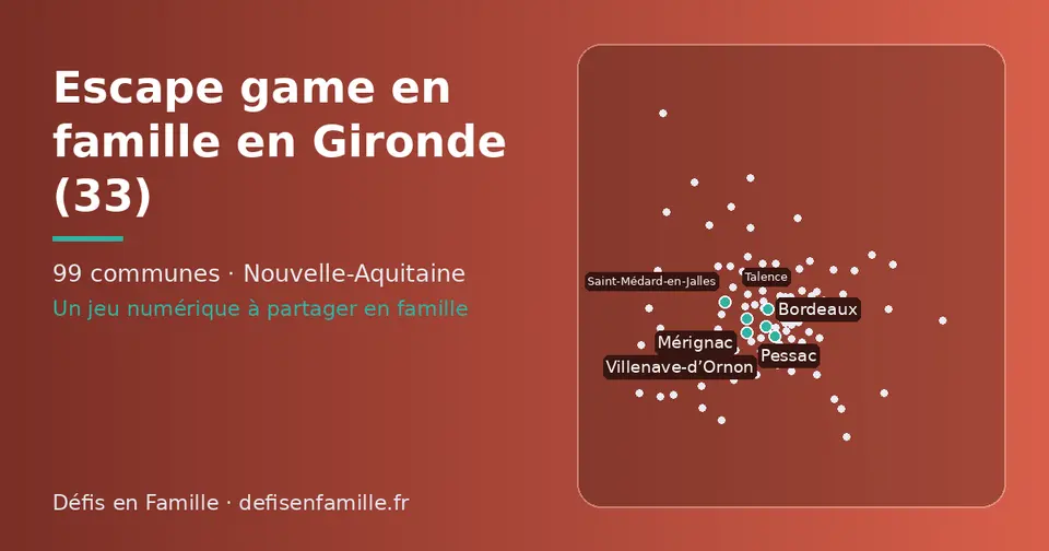 Carte schématique des 99 communes de la Gironde présentées sur ce site