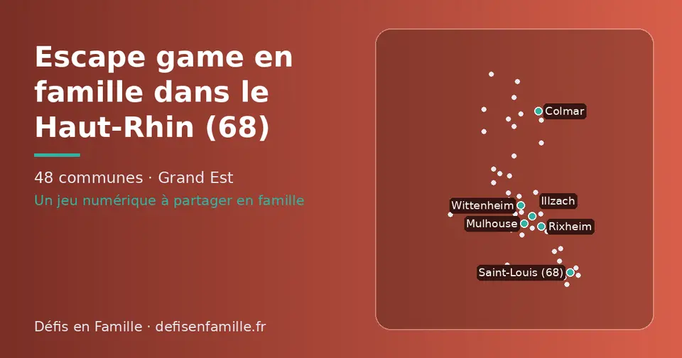 Carte schématique des 48 communes du Haut-Rhin présentées sur ce site