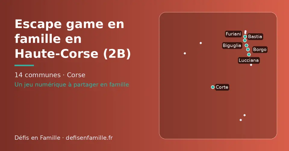 Carte schématique des 14 communes de la Haute-Corse présentées sur ce site