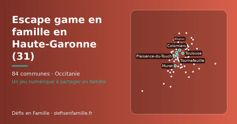Carte schématique des 84 communes de la Haute-Garonne présentées sur ce site