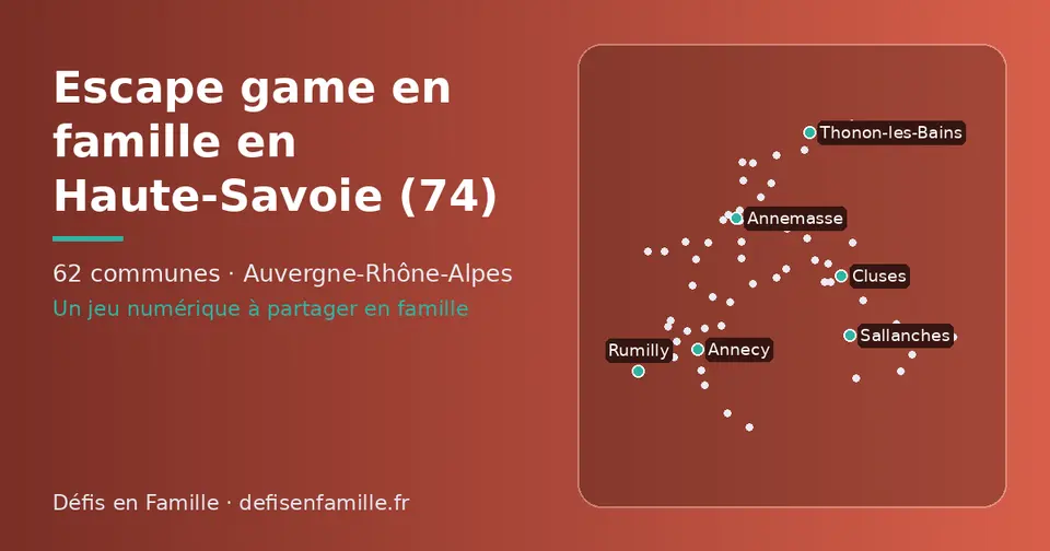 Carte schématique des 62 communes de la Haute-Savoie présentées sur ce site