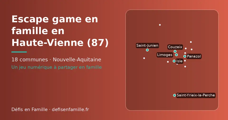 Carte schématique des 18 communes de la Haute-Vienne présentées sur ce site