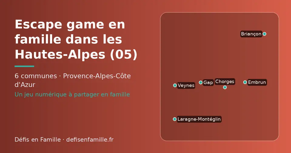 Carte schématique des 6 communes des Hautes-Alpes présentées sur ce site