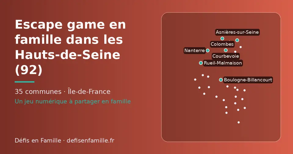 Carte schématique des 35 communes des Hauts-de-Seine présentées sur ce site