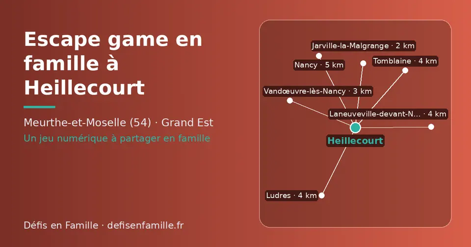 Carte schématique : Heillecourt et les communes voisines présentées sur ce site (Jarville-la-Malgrange, Vandœuvre-lès-Nancy, Ludres, Laneuveville-devant-Nancy, Tomblaine, Nancy)
