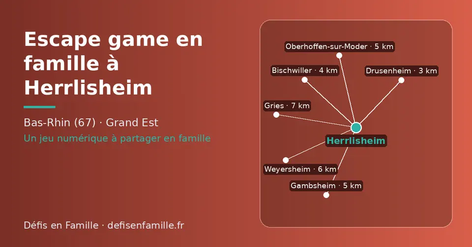 Carte schématique : Herrlisheim et les communes voisines présentées sur ce site (Drusenheim, Bischwiller, Gambsheim, Oberhoffen-sur-Moder, Weyersheim, Gries)