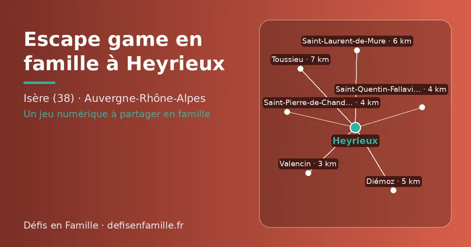 Carte schématique : Heyrieux et les communes voisines présentées sur ce site (Valencin, Saint-Pierre-de-Chandieu, Saint-Quentin-Fallavier, Diémoz, Saint-Laurent-de-Mure, Toussieu)