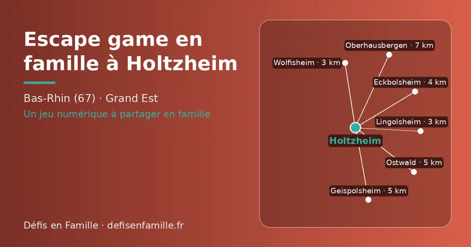 Carte schématique : Holtzheim et les communes voisines présentées sur ce site (Lingolsheim, Wolfisheim, Eckbolsheim, Ostwald, Geispolsheim, Oberhausbergen)