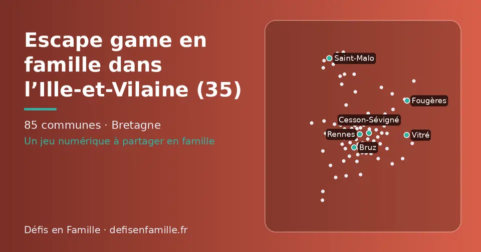 Carte schématique des 85 communes de l’Ille-et-Vilaine présentées sur ce site