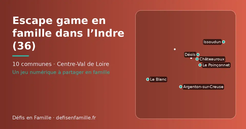 Carte schématique des 10 communes de l’Indre présentées sur ce site