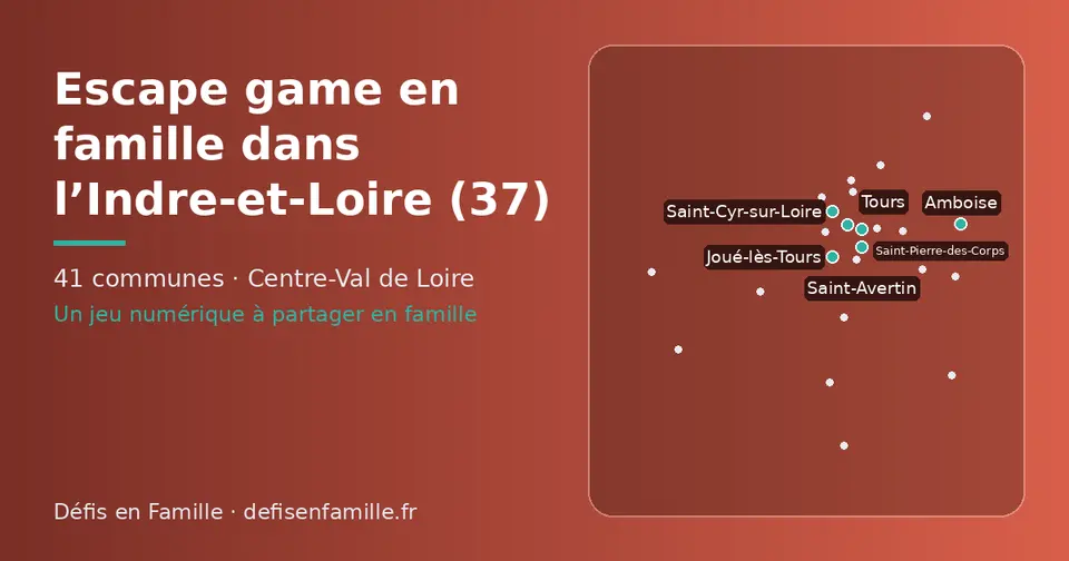 Carte schématique des 41 communes de l’Indre-et-Loire présentées sur ce site