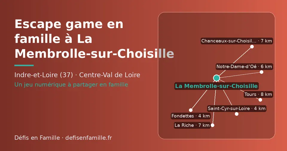 Carte schématique : La Membrolle-sur-Choisille et les communes voisines présentées sur ce site (Saint-Cyr-sur-Loire, Fondettes, Notre-Dame-d’Oé, Chanceaux-sur-Choisille, La Riche, Tours)