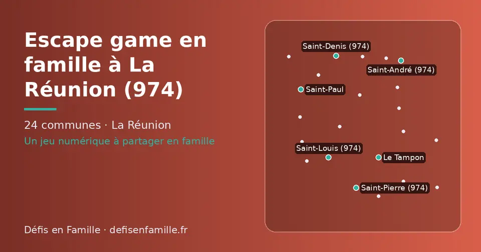 Carte schématique des 24 communes de La Réunion présentées sur ce site