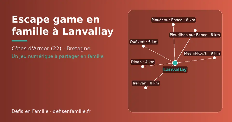 Carte schématique : Lanvallay et les communes voisines présentées sur ce site (Dinan, Quévert, Pleudihen-sur-Rance, Trélivan, Plouër-sur-Rance, Mesnil-Roc’h)